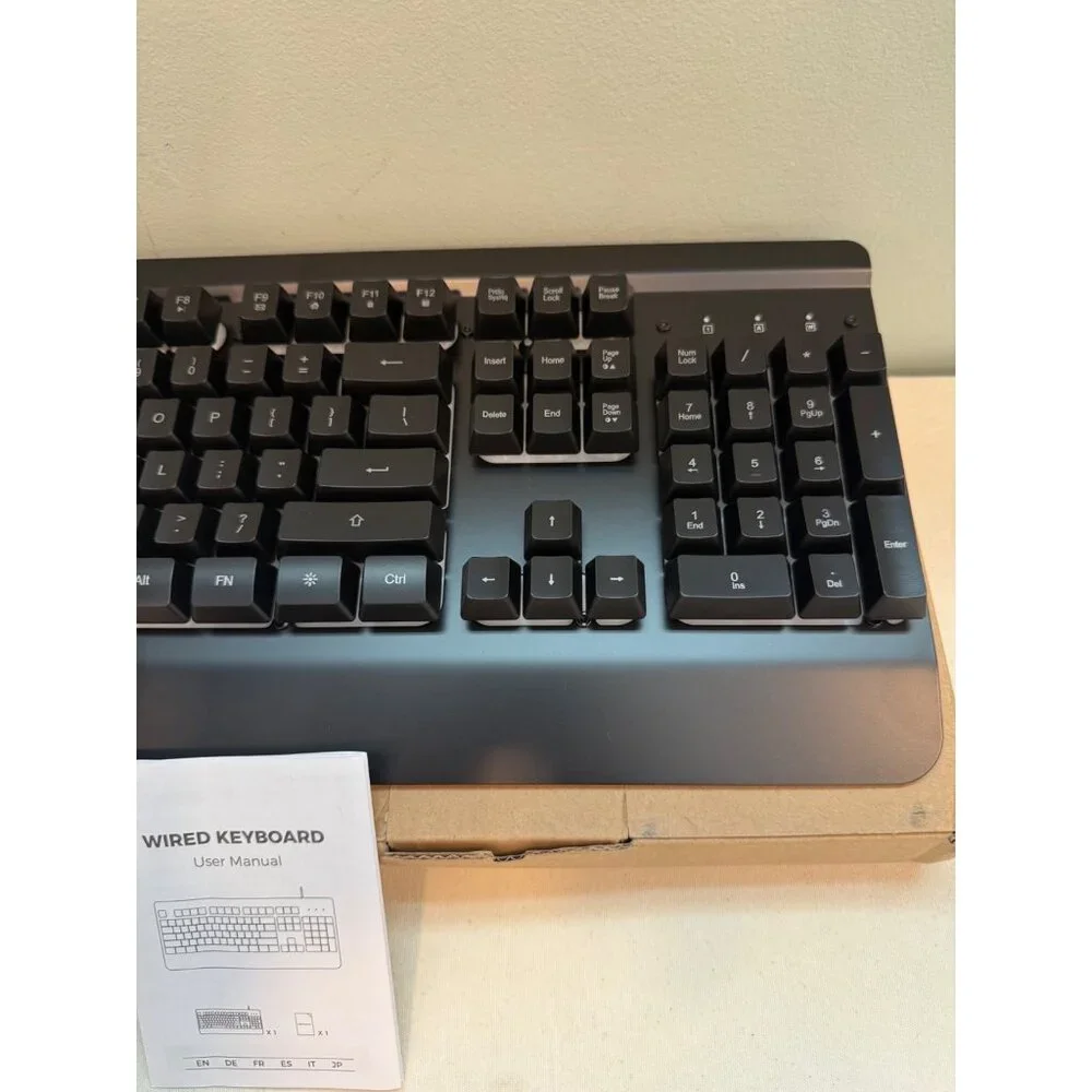 RisoPhy Gaming Keyboard, 104 Keys All-Metal Panel, Rainbow LED Backlit black